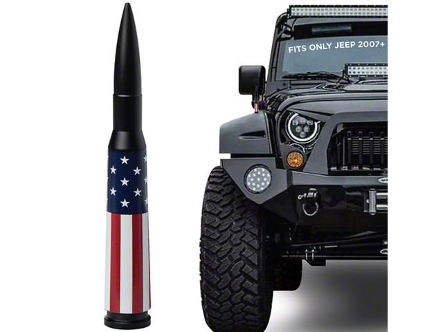 EcoAuto Bullet Antenna; American Flag (07-23 Jeep Wrangler JK & JL)