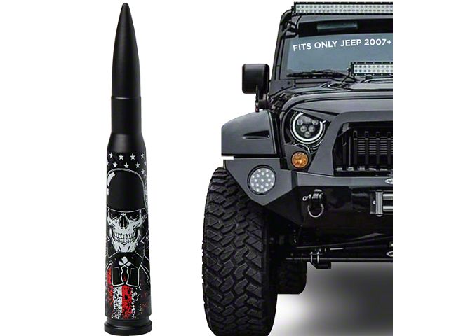 EcoAuto Bullet Antenna; Skull (07-23 Jeep Wrangler JK & JL)