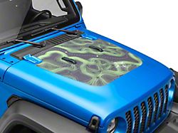 SEC10 Topographical Hood Decal; Green (20-23 Jeep Gladiator JT, Excluding Mojave)