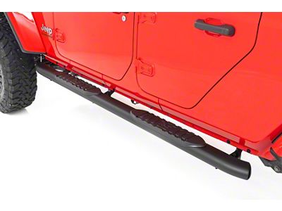 Rough Country Oval Nerf Side Step Bars; Black (20-24 Jeep Gladiator JT)