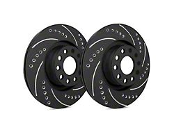 SP Performance Cross-Drilled and Slotted Rotors with Black ZRC Coated; Rear Pair (20-23 Jeep Gladiator JT)