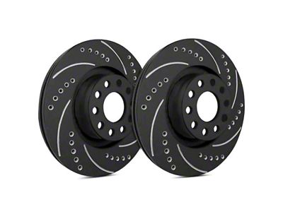 SP Performance Cross-Drilled and Slotted Rotors with Black ZRC Coated; Rear Pair (20-24 Jeep Gladiator JT)