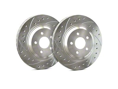 SP Performance Cross-Drilled and Slotted Rotors with Silver ZRC Coated; Rear Pair (20-24 Jeep Gladiator JT)