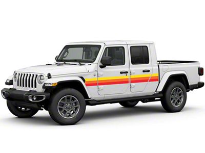 Retro Side Stripes; Yellow/Orange/Red (20-24 Jeep Gladiator JT)