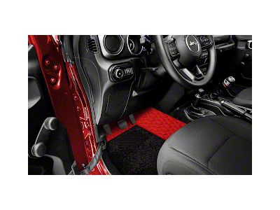 Double Layer Diamond Front and Rear Floor Mats; Base Full Red and Top Layer Black (20-24 Jeep Gladiator JT)