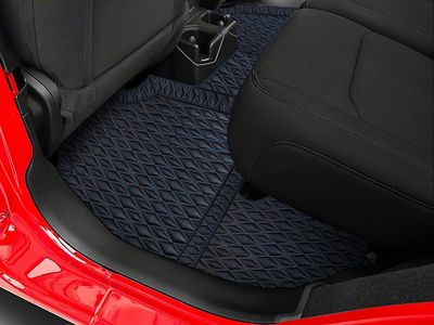 Single Layer Diamond Front and Rear Floor Mats; Black and Blue Stitching (20-24 Jeep Gladiator JT)