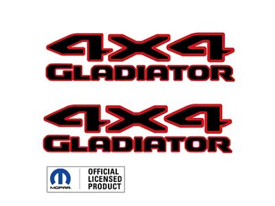 4x4 GLADIATOR Tailgate Logo; Black with Red Ouline (20-24 Jeep Gladiator JT)