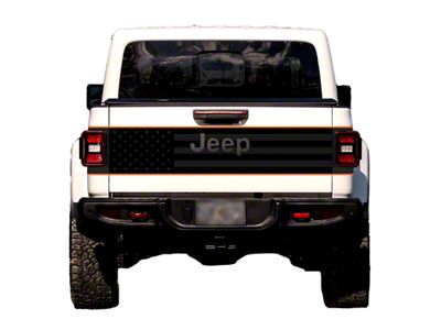 American Flag Tailgate Wrap Graphic; Black with Orange Outline (20-24 Jeep Gladiator JT)