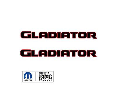 GLADIATOR Hood Decal; Black with Red Oultine (20-24 Jeep Gladiator JT)