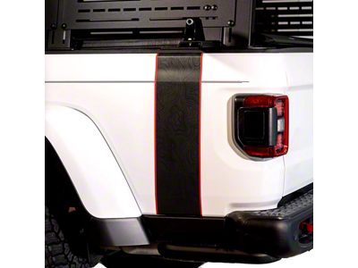 Topographic Map Bedside Stripe Graphic; Black with Red Outline (20-24 Jeep Gladiator JT)