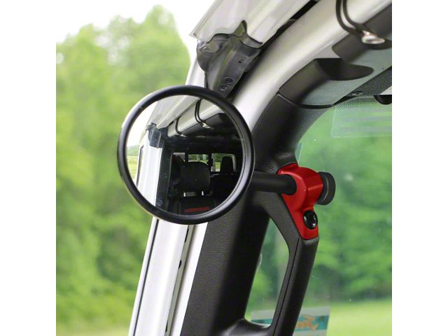 CMM Offroad A-Pillar Side Mirror with Base Mount, 6-Inch Arm and 1-Inch Ball; Red; Driver or Passenger Side (20-24 Jeep Gladiator JT)