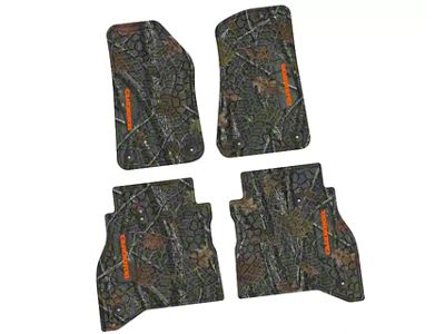 FLEXTREAD Factory Floorpan Fit Tire Tread/Scorched Earth Scene Front and Rear Floor Mats with Orange Gladiator Insert; Rugged Woods (20-24 Jeep Gladiator JT)