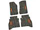 FLEXTREAD Factory Floorpan Fit Tire Tread/Scorched Earth Scene Front and Rear Floor Mats with Orange JEEP Insert; Rugged Woods (20-24 Jeep Gladiator JT)