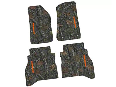 FLEXTREAD Factory Floorpan Fit Tire Tread/Scorched Earth Scene Front and Rear Floor Mats with Orange Mojave Insert; Rugged Woods (20-24 Jeep Gladiator JT)