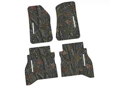 FLEXTREAD Factory Floorpan Fit Tire Tread/Scorched Earth Scene Front and Rear Floor Mats with White Rubicon Insert; Rugged Woods (20-24 Jeep Gladiator JT)