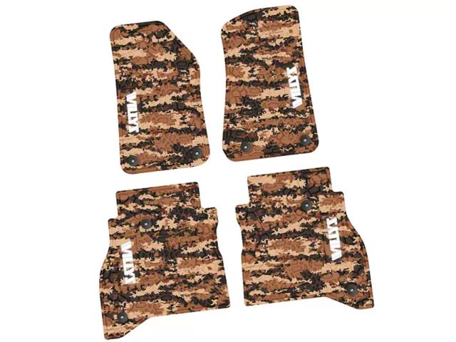 FLEXTREAD Factory Floorpan Fit Tire Tread/Scorched Earth Scene Front and Rear Floor Mats with White Willys Insert; Cyberflage Camouflage (20-24 Jeep Gladiator JT)