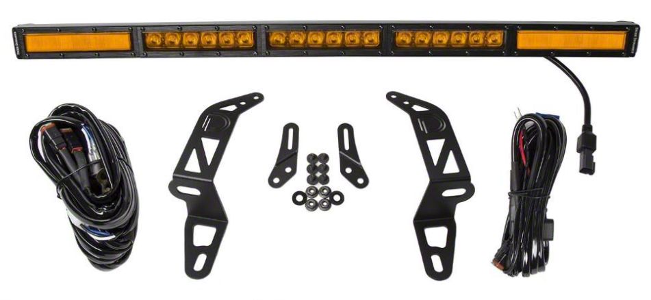 Diode Dynamics SS30 30-Inch Bumper Mount Single LED Light Bar Kit; Amber Combo (18-23 Jeep Wrangler JL)