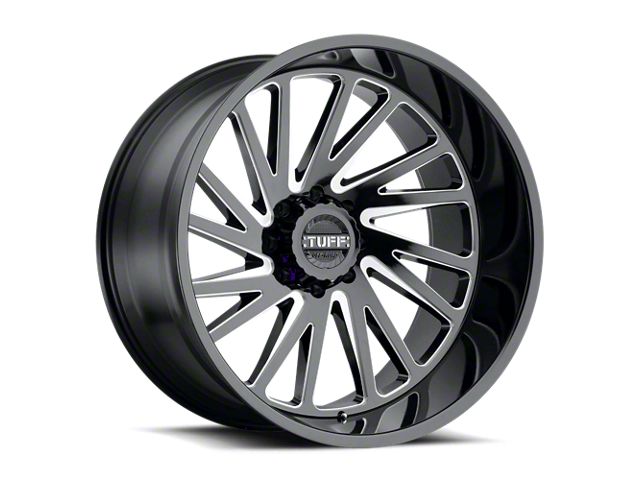 Tuff A.T. T2A Gloss Black with Milled Spokes Wheel; 20x12 (20-24 Jeep Gladiator JT)