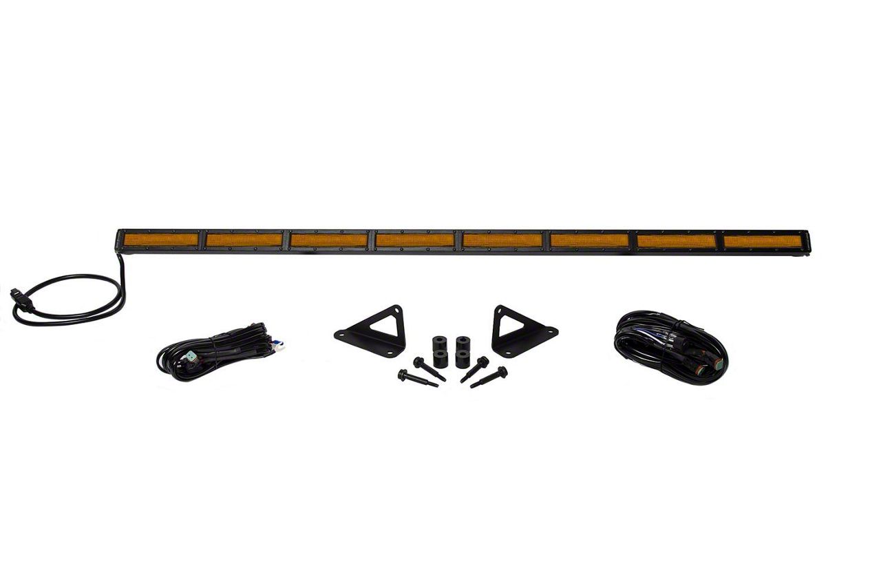 Diode Dynamics SS50 50-Inch Hood Mount LED Light Bar Kit; Amber Flood (18-23 Jeep Wrangler JL, Excluding 4xe)