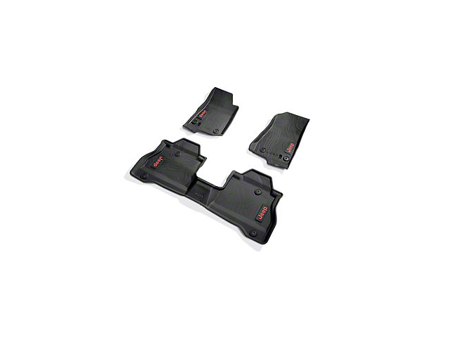 Mopar All-Weather Front and Rear Floor Mats with Red Jeep Logo; Black (20-23 Jeep Gladiator JT)