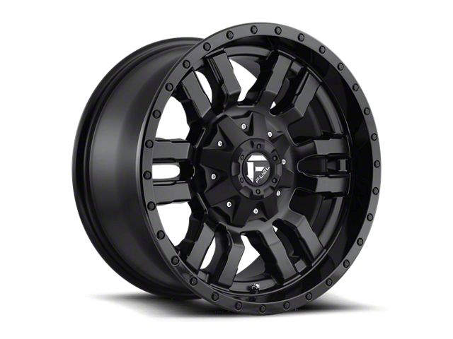 Fuel Wheels Sledge Matte Black with Gloss Black Lip Wheel; 18x8 (20-24 Jeep Gladiator JT)