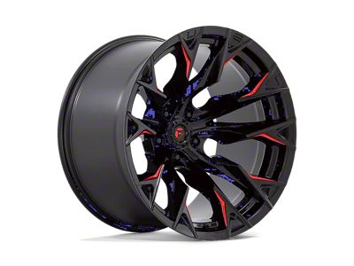 Fuel Wheels Flame Gloss Black Milled with Candy Red Wheel; 20x12 (20-24 Jeep Gladiator JT)
