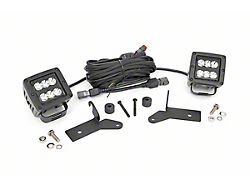 Rough Country Offroad 2-Inch Black Series LED Cube Lights with Windshield Mounting Brackets (20-26 Jeep Gladiator JT, Excluding Mojave)