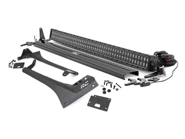 Rough Country 50-Inch Black Series Dual Row Straight LED Light Bar with Upper Windshield Mounting Brackets (18-24 Jeep Wrangler JL, Excluding 4xe & Rubicon 392)