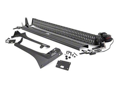 Rough Country 50-Inch Black Series Dual Row Straight LED Light Bar with Upper Windshield Mounting Brackets (18-24 Jeep Wrangler JL, Excluding 4xe & Rubicon 392)