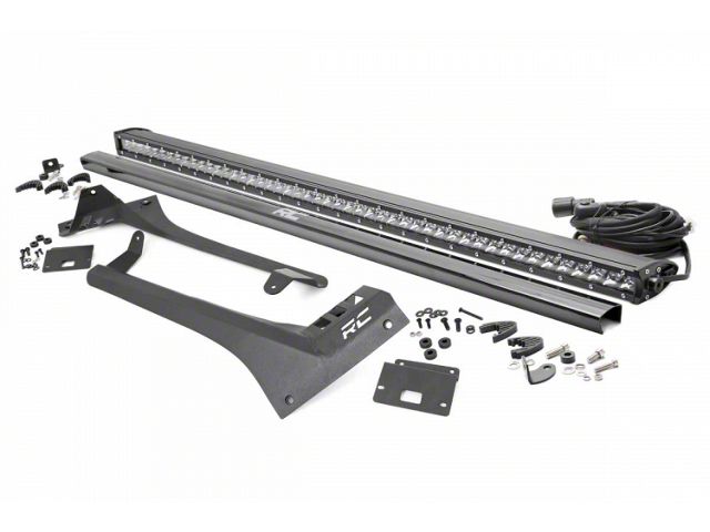 Rough Country 50-Inch Chrome Series Single Row Straight LED Light Bar with Upper Windshield Mounting Brackets (20-24 Jeep Gladiator JT, Excluding Mojave)