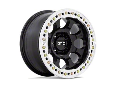 KMC Riot Beadlock Satin Black with Machined Ring Wheel; 17x8.5 (20-24 Jeep Gladiator JT)