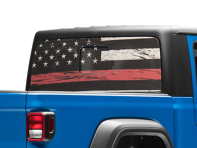 SEC10 Perforated Real Flag Rear Window Decal; Red Line (20-22 Jeep Gladiator JT)