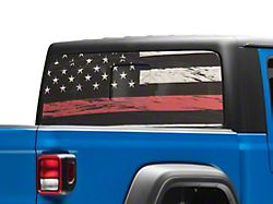 SEC10 Perforated Real Flag Rear Window Decal; Red Line (20-24 Jeep Gladiator JT)