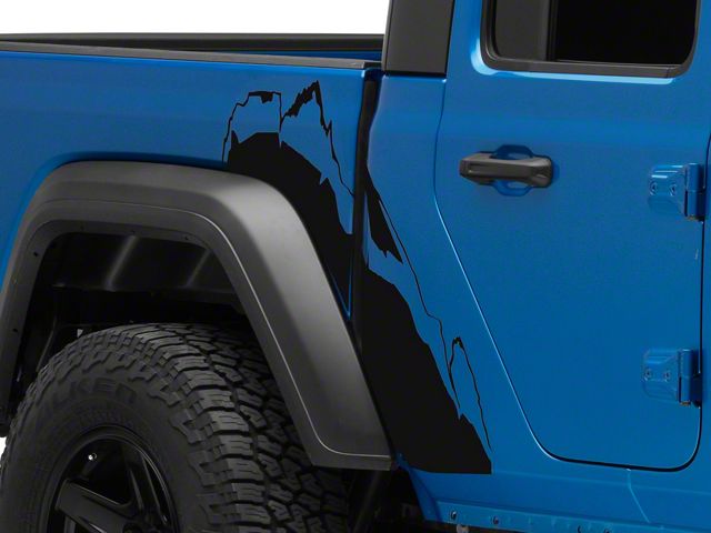 SEC10 Mountain Bed Side Decal; Gloss Black (20-24 Jeep Gladiator JT)