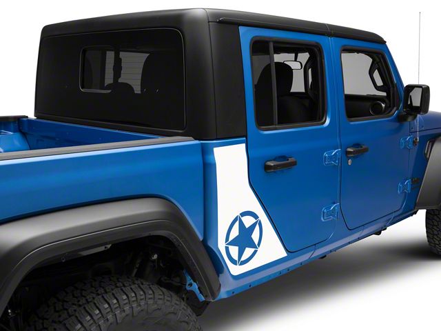 SEC10 Side Panel Star Decal; White (20-24 Jeep Gladiator JT)