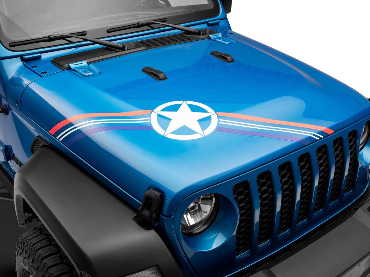 SEC10 Jeep Gladiator Stars and Stripes Accent Decal; Red, White and Blue  JG3434 (Universal; Some Adaptation May Be Required) - Free Shipping