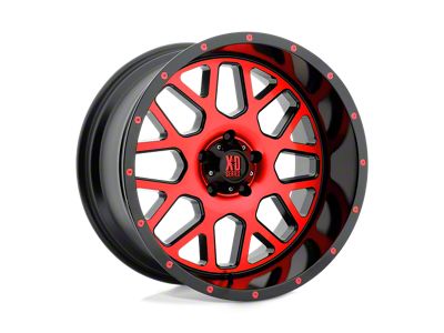XD Grenade Satin Black Machined Face with Red Tinted Clear Coat Wheel; 20x10 (20-24 Jeep Gladiator JT)