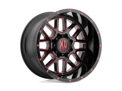 XD Grenade Satin Black Milled with Red Clear Coat Wheel; 20x10 (20-24 Jeep Gladiator JT)