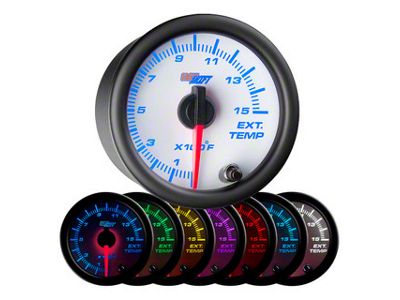 1500-Degree Exhaust Gas Temperature Gauge; White 7 Color (Universal; Some Adaptation May Be Required)
