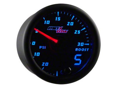 MaxTow 30 PSI Boost/Vacuum Gauge; Black and Blue (Universal; Some Adaptation May Be Required)