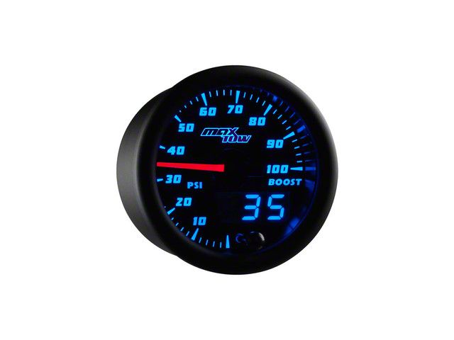MaxTow 100 PSI Boost Gauge; Black and Blue (Universal; Some Adaptation May Be Required)
