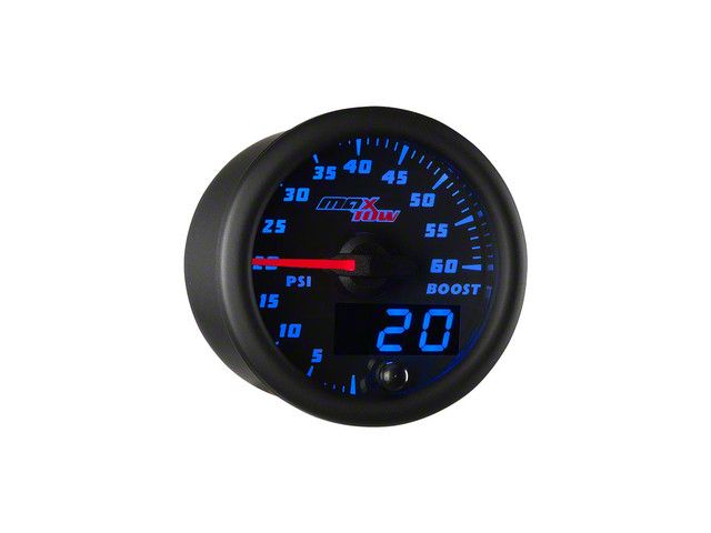MaxTow 60 PSI Boost Gauge; Black and Blue (Universal; Some Adaptation May Be Required)