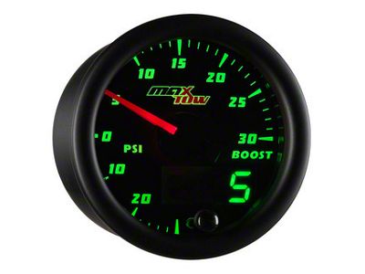 MaxTow 30 PSI Boost/Vacuum Gauge; Black and Green (Universal; Some Adaptation May Be Required)
