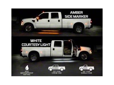 LEDGlow Amber Side Marker Running Board Lights with White Courtesy Lights; 70-Inch (Universal; Some Adaptation May Be Required)