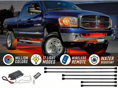 LEDGlow Million Color Wireless Truck Underbody Lighting Kit with 6-Piece 12-Inch Interior Tubes (Universal; Some Adaptation May Be Required)