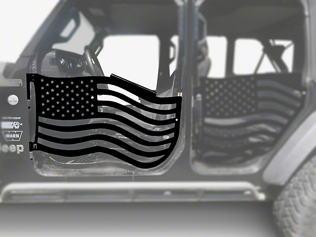 Steinjager Premium American Flag Front Trail Doors; Black (20-22 Jeep Gladiator JT)