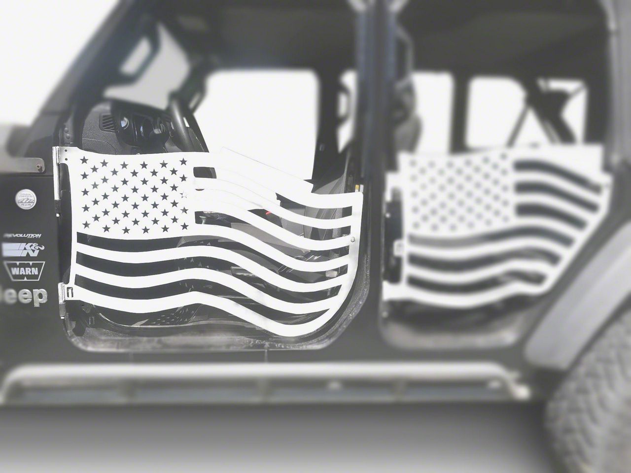 Steinjager Premium American Flag Front Trail Doors; Cloud White (20-23 Jeep Gladiator JT)