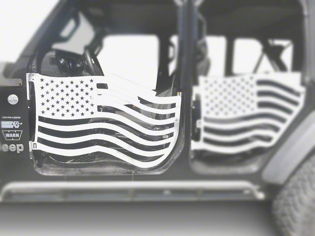 Steinjager Premium American Flag Front Trail Doors; Cloud White (20-24 Jeep Gladiator JT)