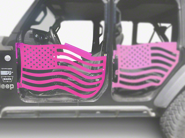 Steinjager Premium American Flag Front Trail Doors; Hot Pink (20-22 Jeep Gladiator JT)