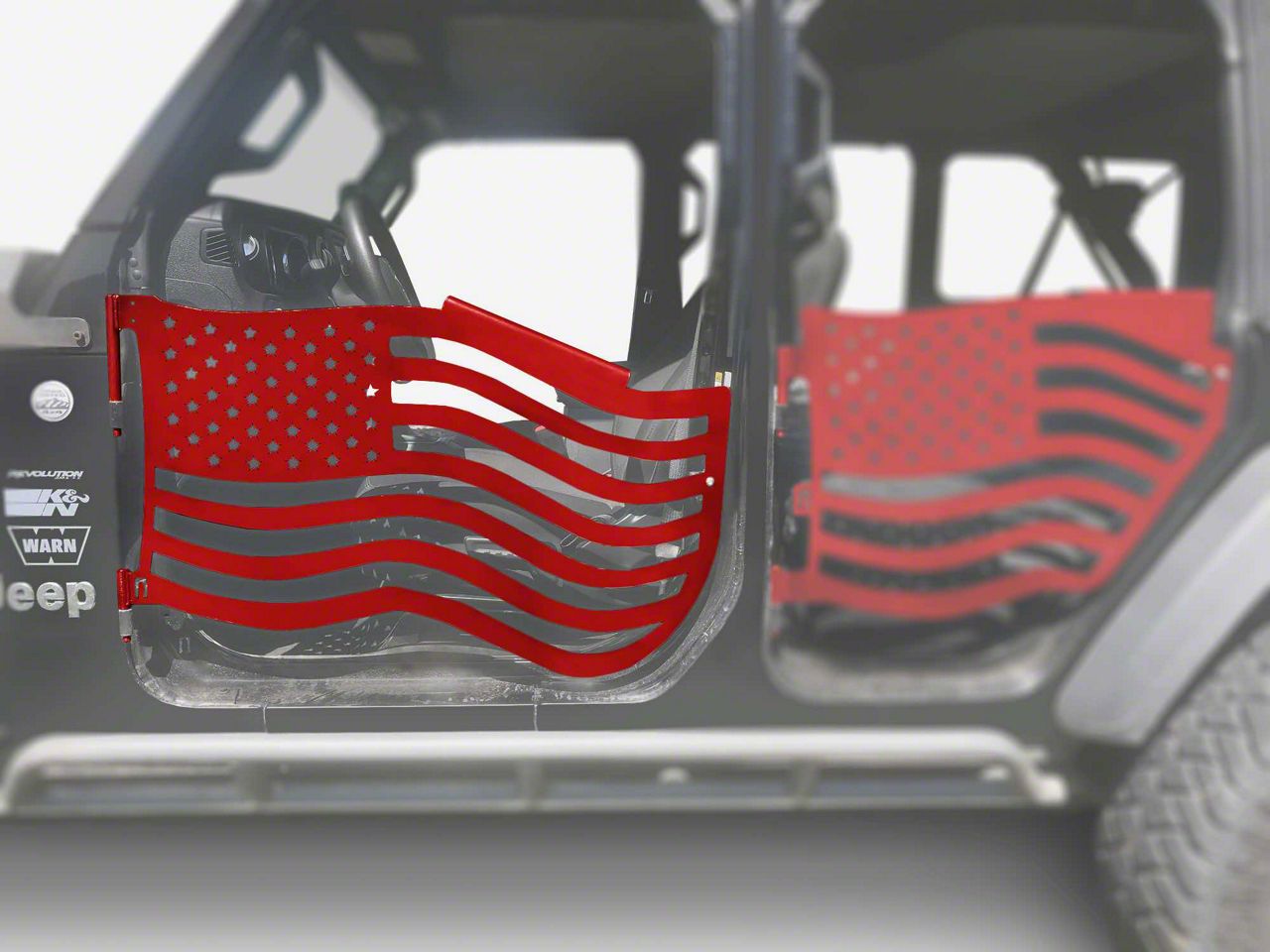 Steinjager Premium American Flag Front Trail Doors; Red Baron (20-23 Jeep Gladiator JT)